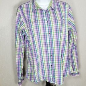 Women's Western Style Plaid Shirt - Sz L